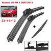 22"+16"+12" Front & Rear Frameless Wiper Blades for Hyundai I10 MK1 2007-2013, Hyundai Getz, Kia Picanto MK1, Hyundai Atos, Kia Rio MK2