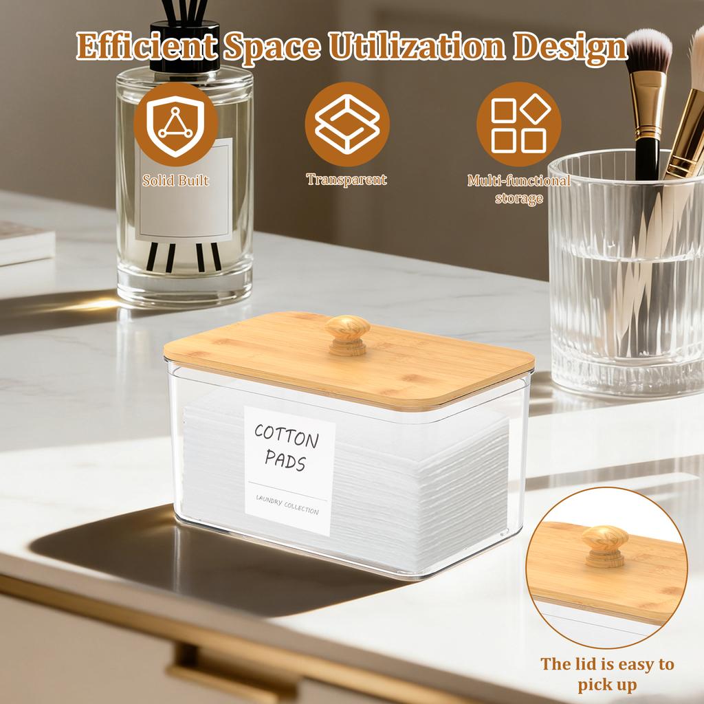 3/4Pcs Laundry Powder Container PET Transparent Storage Box with Bamboo Lid and Spoon Dryer Sheet Holder Set Laundry Accessories