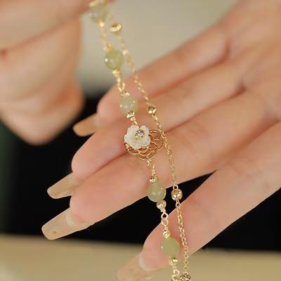 Chinese Style  Unique Design Elegant Exquisite Double-Layer Flower Beaded Bracelet For Women Jewelry Party Premium Gift