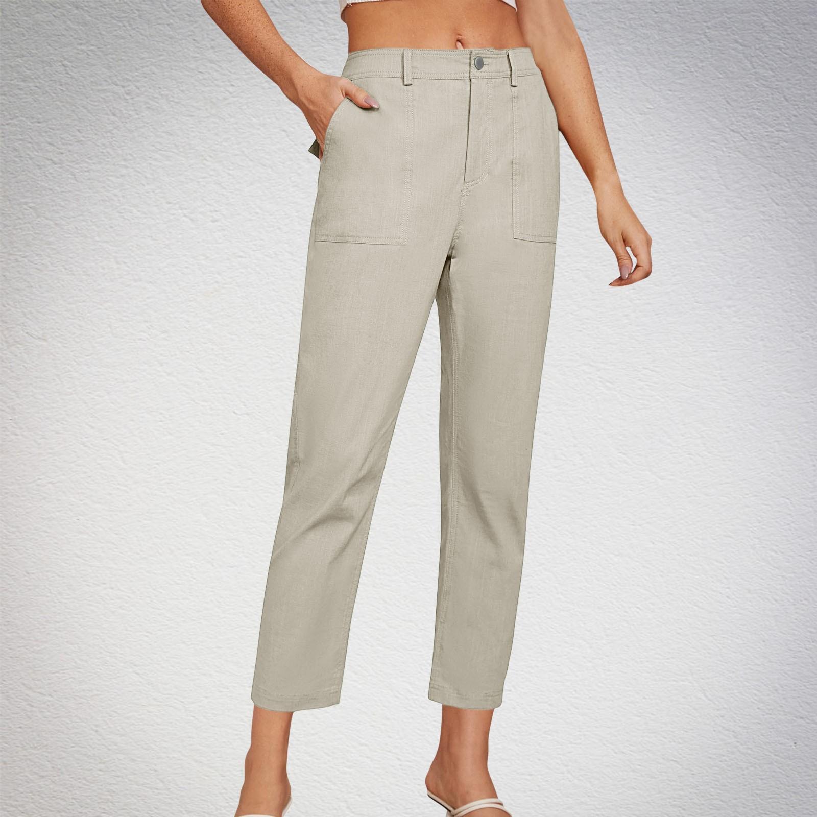 

Женские укороченные рабочие брюки с высокой талией, деловые повседневные зауженные брюки с карманами M