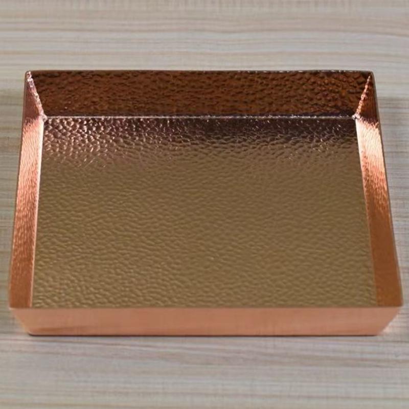 Rectangle Shape Copper Fruit Tray,Retro Engraving Hammer Texture Home Portable Food Plate,Snack Plate Table Wedding Decoration