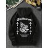 European and American Men's New Gothic Cross Print Soft and Elastic Comfortable Hooded Sweatshirt Outdoor High Street Clothing