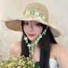 Breathable Flower Straw Hat Lace Trim Beach Hat Women Visor Bucket Hat  Seaside Vacation