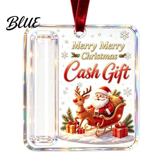 Acrylic Cash Surprise Pendant Christmas Money Holder Ornament Gift Hanging Decor with for Friends Festive Pattern Tree Giving Holiday Keepsake