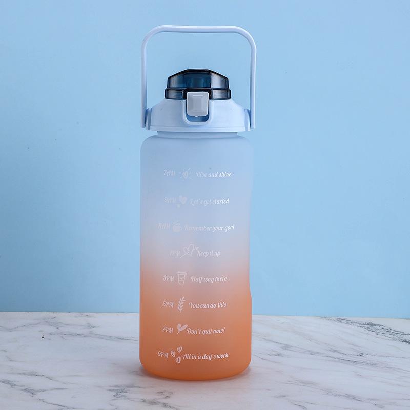 Gradient Color Plastic Cup 2000ml Space Cup, Portable Large-capacity Sports Water Cup for Outdoor Sports