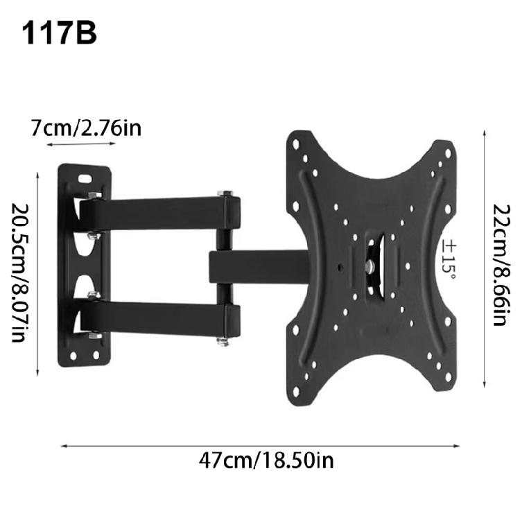 Heavy Duty Steel TV Wall Mount Holder with Adjustable Arm Tilt and Adjust for 26-55inch Flat Panel Displays Black