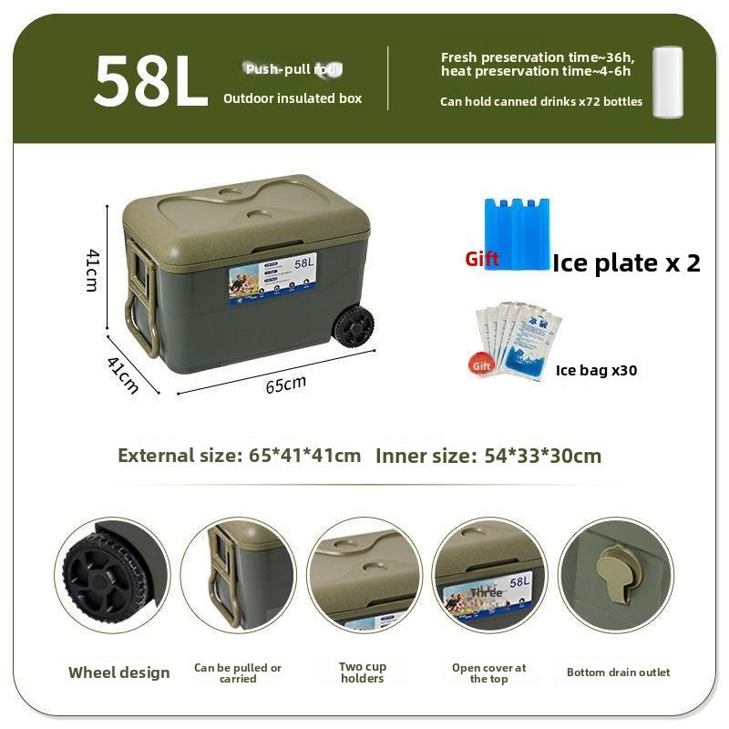 Insulation box commercial stall small refrigerator, wheeled truck ice bucket, outdoor camping