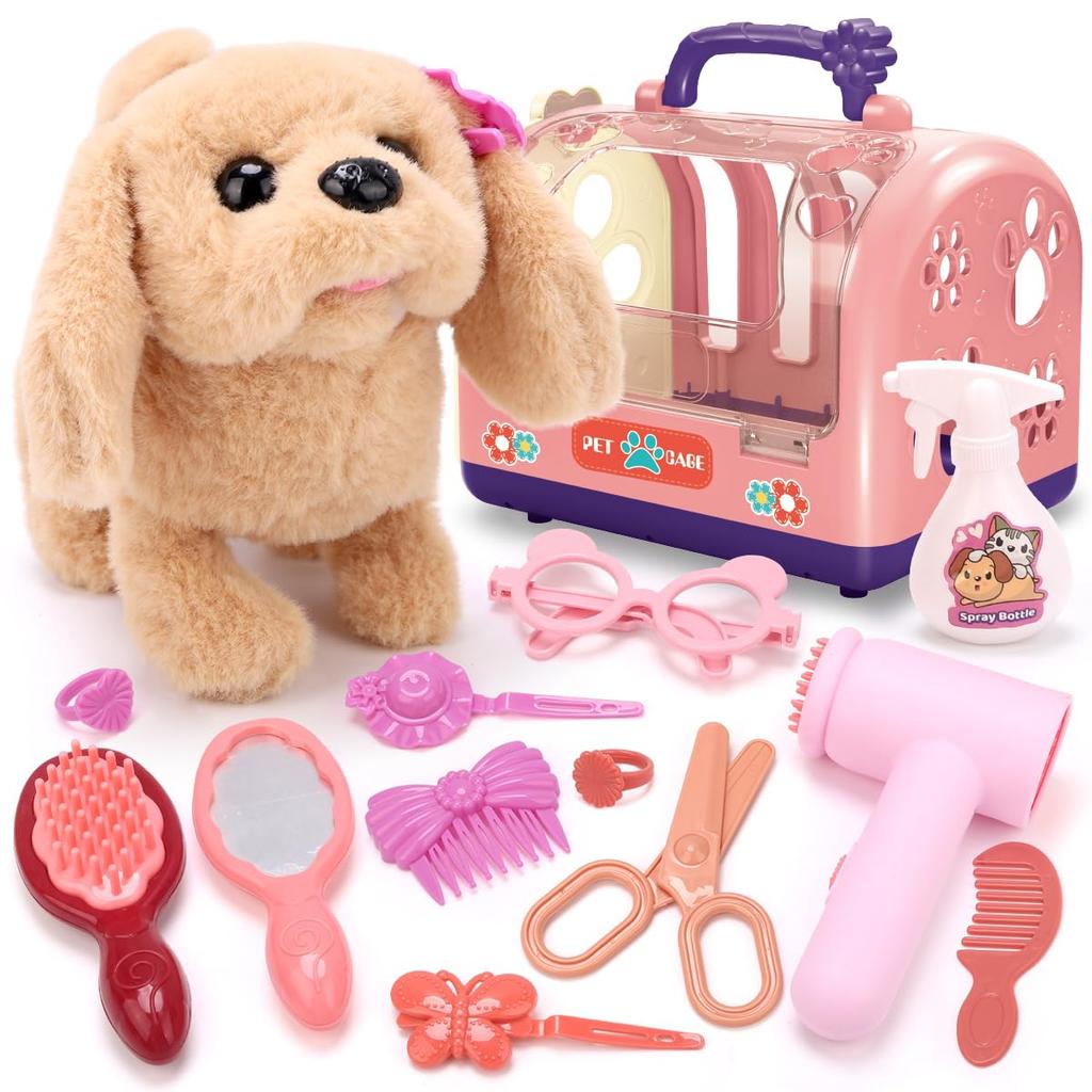 REMOKING Plush Robot Electronic Pretend with Shiba Multifunctional Educational Role Talking Plush Elementary School Pet Care Set Dog, Toy, Play,