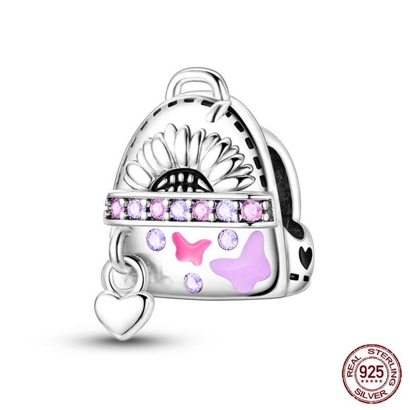 Copper Pink Collection Heart Shape Charm Beads For Brand Original Bracelet Diy Jewelry Gift