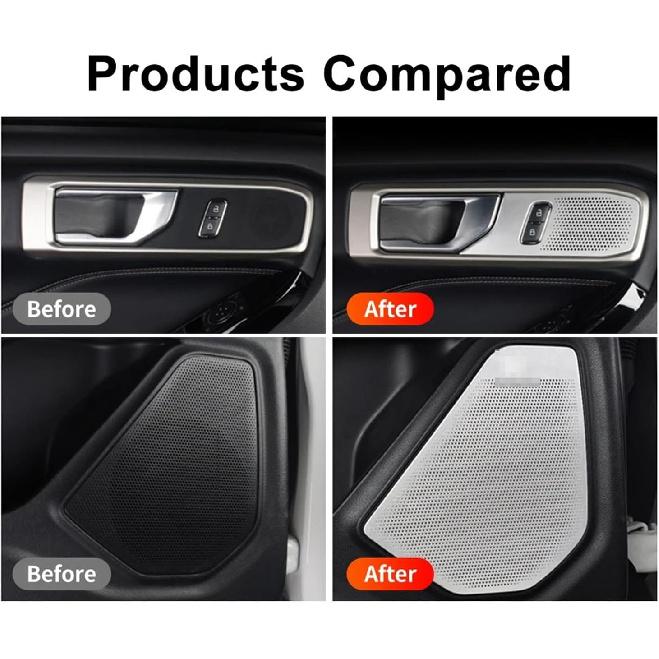 Compatible with Ford Explorer 2020 2021 2022 2023 Car Door Speaker Sticker Cover Stainless Steel Door Handle Horn Trim Auto Accessories (Color : Door
