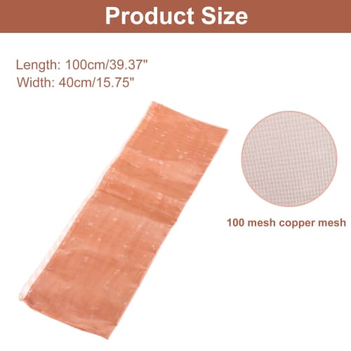 uxcell 100 Mesh Pure Copper Mesh, 1m x 40cm, 4mm Thick, Woven Mesh Screen for Gardens and Homes, Car Hole Repair, Insect Repellent Copper Bottom Netti