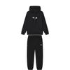 Logo Print Hooded Sweatshirt And Comfortable Soft Cuffed Joggers Sports Set Men Sweatshirt and Joggers Black F51M449202F-BK+F51M449601F-BK