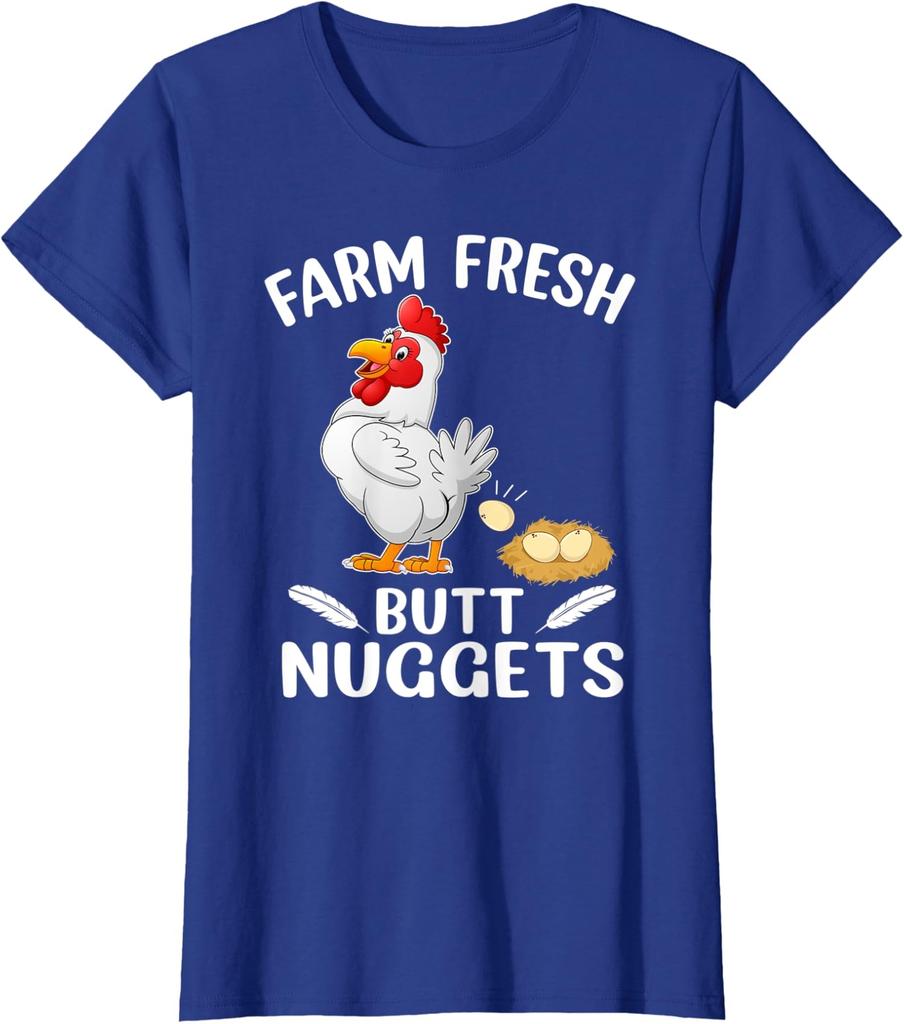 Farm Fresh Butt Nuggets Funny Farm Chicken Ladies' Crewneck T-Shirt