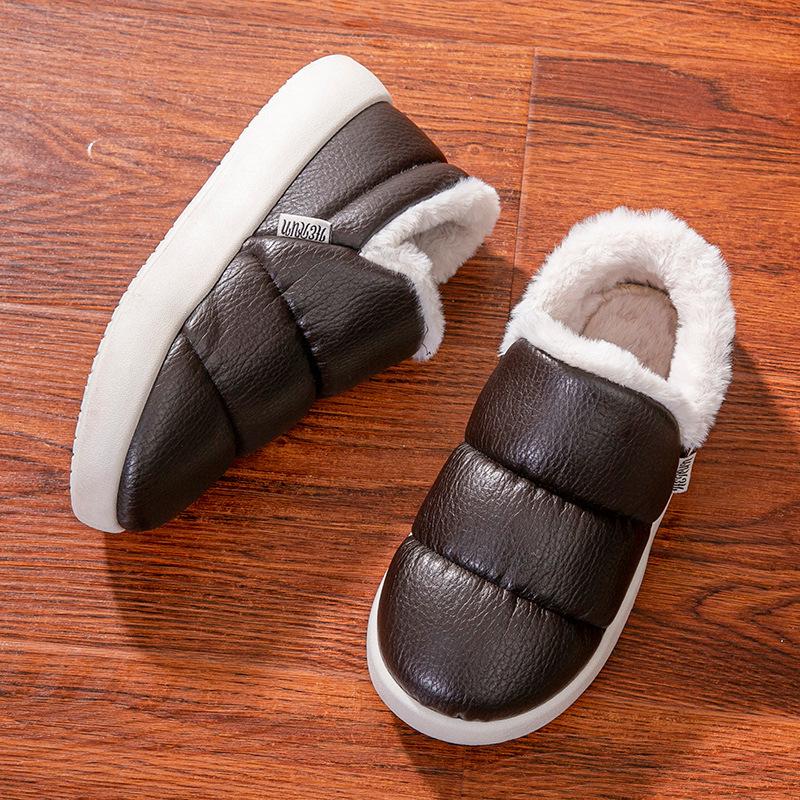 Fashionable Winter Bag Heel Cotton Slippers 2024 New Indoor Waterproof Couple Style Plush and Warm Cotton Boots Platform Zapatos