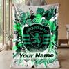 Flanelowy koc z własnym tekstem, Lekki, przytulny koc na łóżko, sofęSporting CP