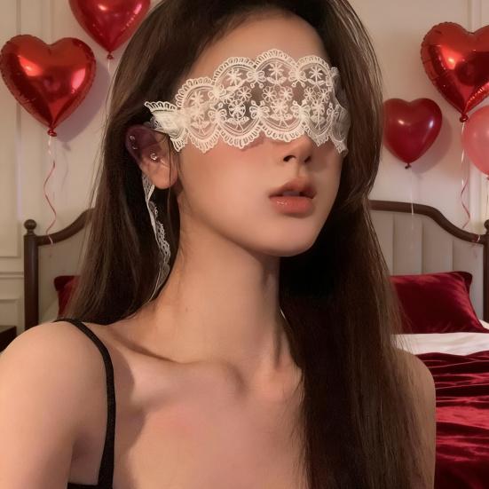 Lace BDSM Blindfold with Sheer Mesh Adjustable Sensory Deprivation Mask for Couples' Roleplay Soft Breathable Discreet Adult Toy for Intimate Foreplay