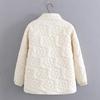 Autumn Winter Floral Pattern Stand Collar Cotton-Padded Jacket, Women Loose Fit Warm Casual Padded Outerwear Coat