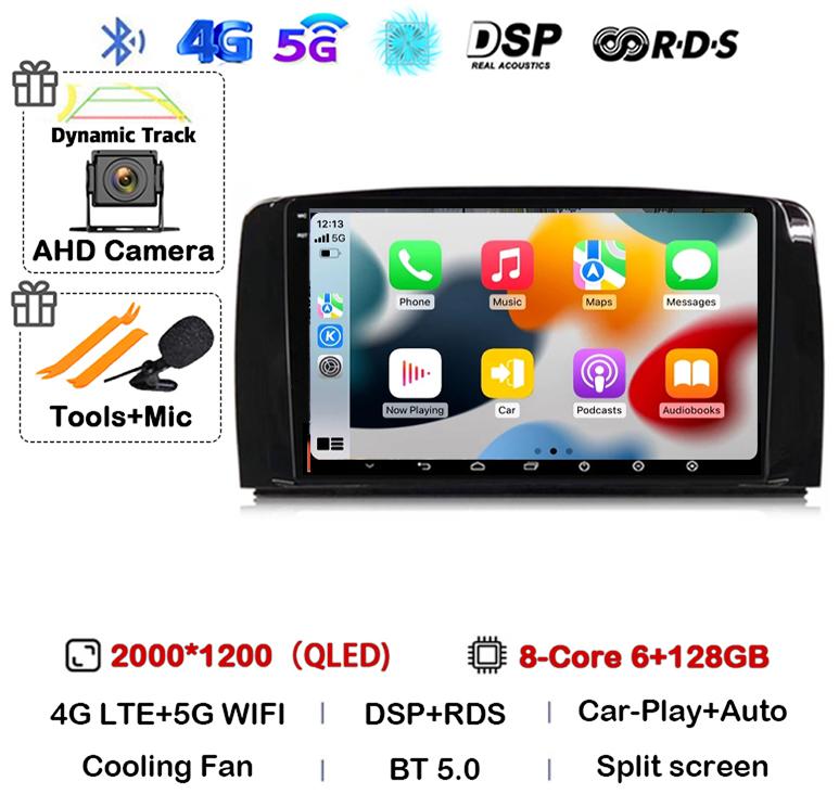 Android 14 Carplay For Mercedes Benz R-Class R Class W251 R280 R300 R320 2005-2017 Car Radio Multimedia Video Player GPS Stereo