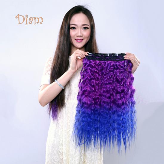 Tenfyer Extension de cheveux à clipser, longs et sexy, dégradés de couleurs, ondulés et bouclés, pour femmes, 60 cm