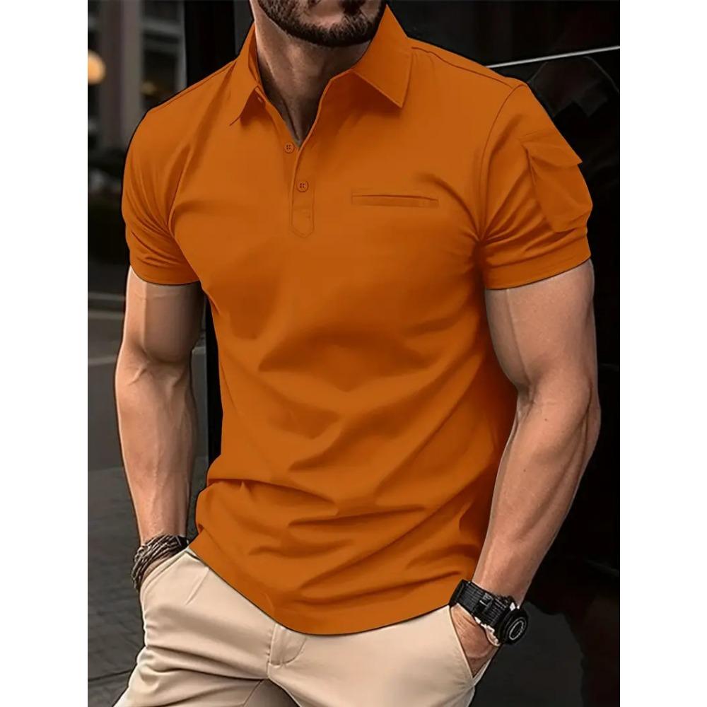 Men's Daily Casual Polo Shirt with Collar Buckle