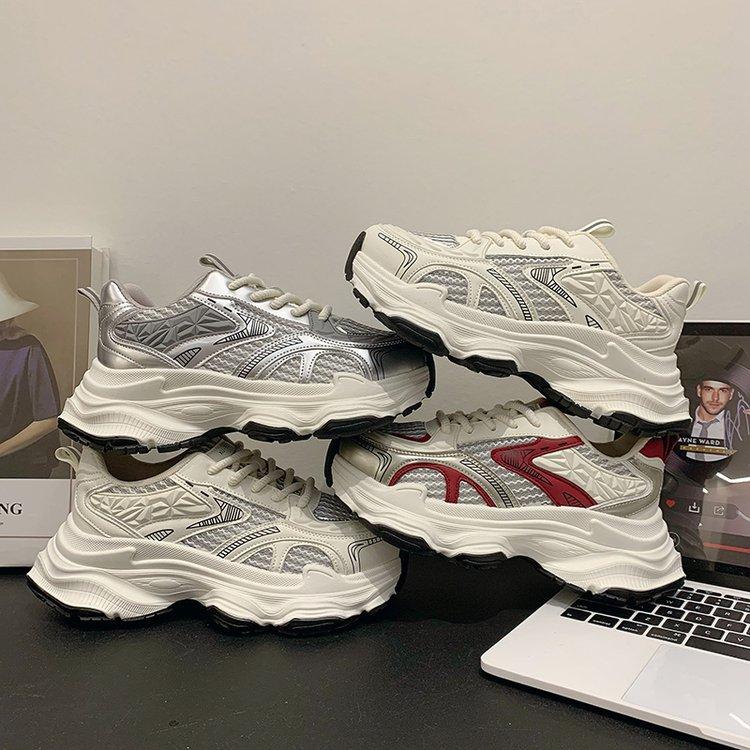 Dad shoes women's shoes ins2024 new spring and summer platform sports shoes mesh showing feet small sports casual shoes