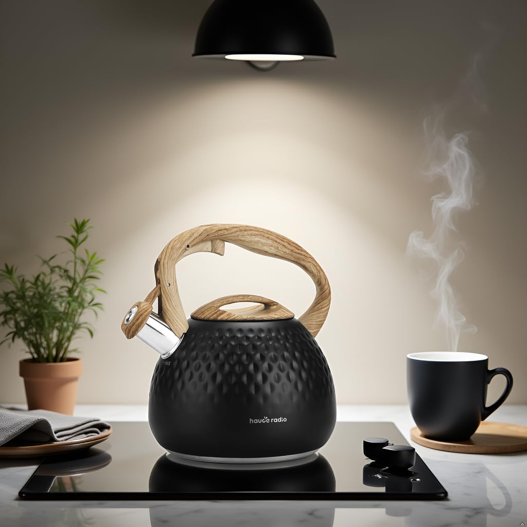 Tea Kettle Stovetop,2.5QT Stainless Steel Whistling Teapot for Stove Top Aesthetic,Portable Water Kettles Camping with Anti-hot Silicone