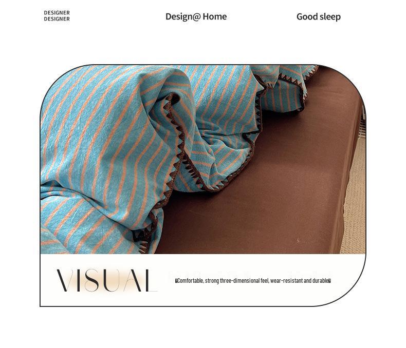 Premium Washed Cotton Bedding Set - 2026 Edition, Luxurious All-Season Four-Piece with Shell Edge Design