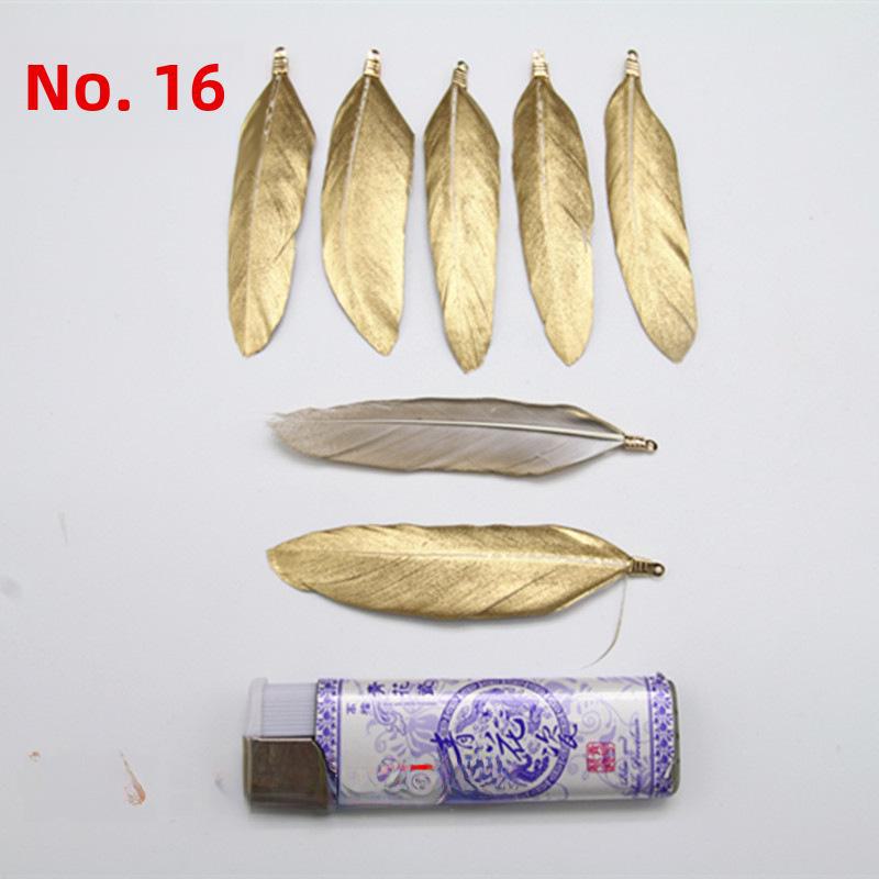 DIY Feather Jewelry Accessories: Large Floating Gold Feather, Small Straight Knife, Spray Gold Gradient Feather
