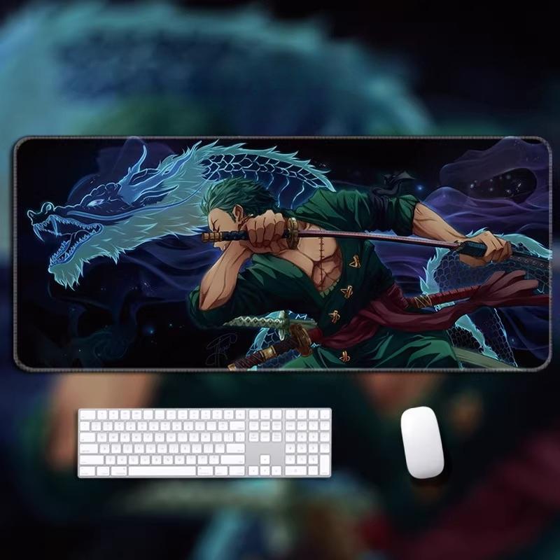 One Piece Leather Mouse Pad Oversized Small Office Gaming Keyboard Pad Desk Pad Bristle Bracelet Monkey D. Luffy Roronoa Zoro Decorative Desk Mat