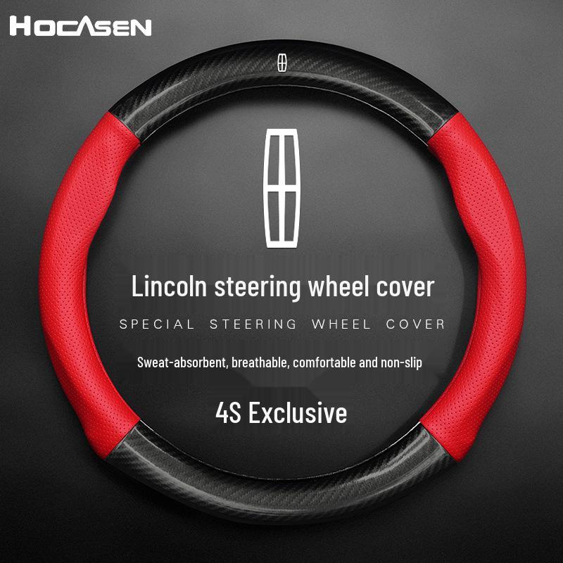 Lincoln Genuine Leather Steering Wheel Cover for MKZ, MKC, MKT - All-Season, Universal Fit