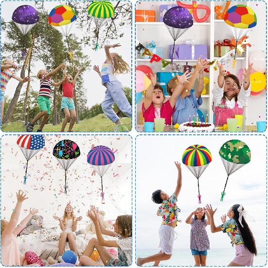 Tangle Free Parachute Toys Easter Basket Stuffers for Toddlers with Small Figures Outdoor Flying Toys Air Parachute