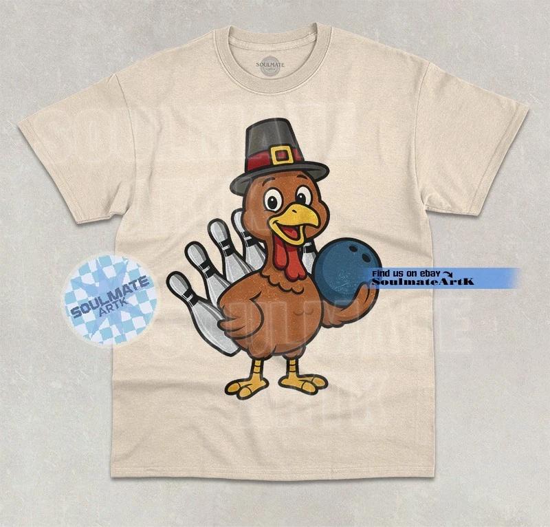 Turkey Bowling T- Shirt Funny Thanksgiving Bowling Lover Graphic Unisex Shirt XL