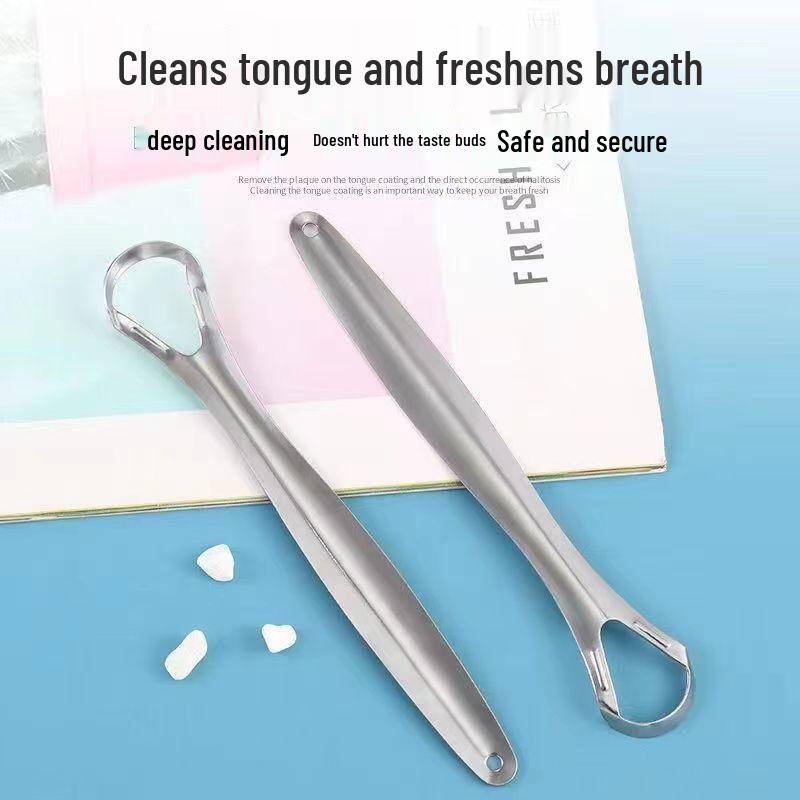Stainless Steel Tongue Scraper - Bad Breath & Coating Remover, Oral Hygiene Tool (Free Shipping)