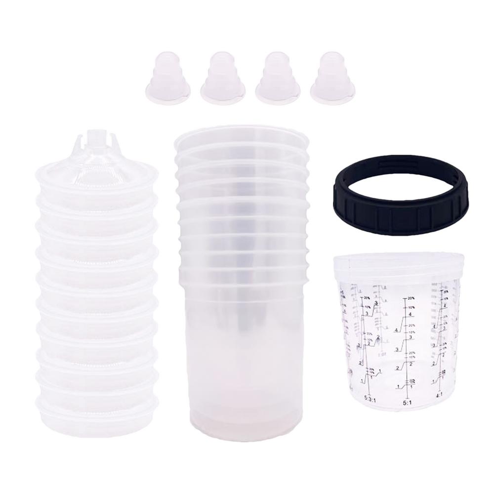 Paint Sprayer Mixing Cup No-Wash Automotive Paint Spray Mixing Cups Efficient Painting Mixing Cup Easy-to-Refill Transparent Fit