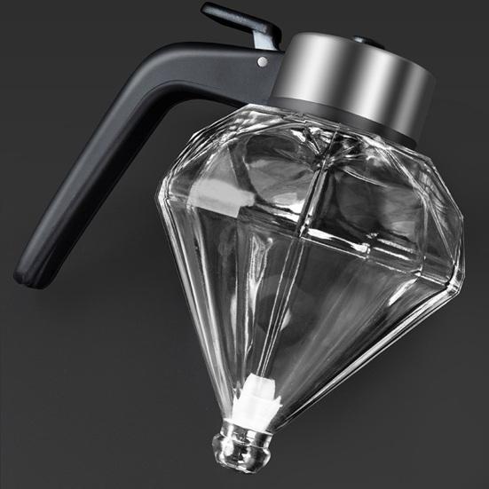 Oil Dispenser Bottle No Mess with Leak-Proof Syrup Pitcher Pump 200ml Clear Glass Sauce Container