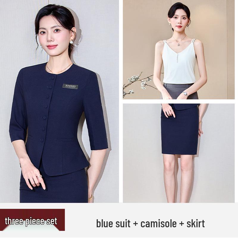 Women's Mid-Sleeve Professional Two-Piece Set for Spring/Summer/Autumn