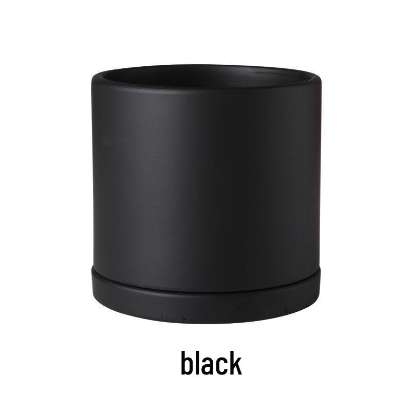 Morandi Colorful Ceramic Cylinder Flower Pots with Saucers for Indoor/Outdoor Plants