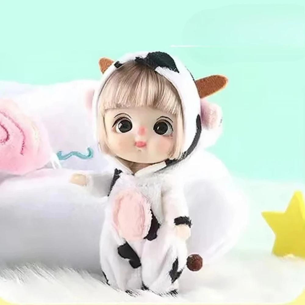 12cm Roztomilá Mini Panenka Zvířecí Série Pyžam Vzdělávací Hračky DIY Oblékání Kloubové Panenky Narozeninové Dárky 3D Oči