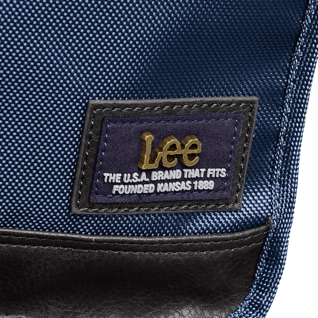 Shoulder metal synthetic leather can hold navy [Lee] bag, lightweight, logo, leather-like included, vertical, 10-inch tablet,