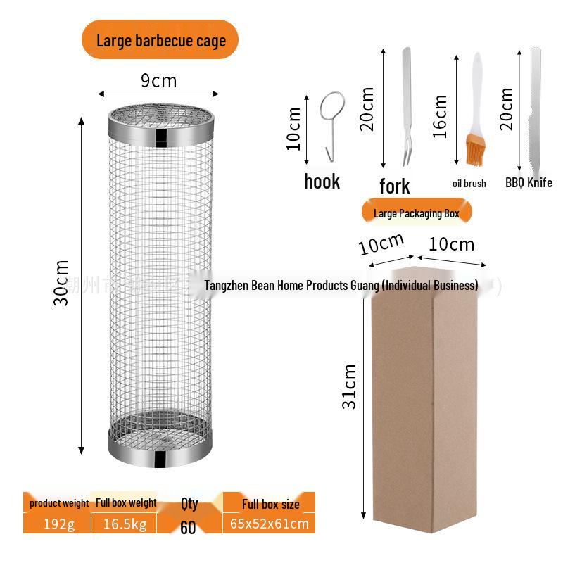Stainless Steel Rolling BBQ Basket - Outdoor BBQ Tool