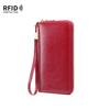 Women's Large Capacity Genuine Leather Wallet Clutch with Zipper Card Holder & Wrist Strap - Fashionable & Casual Style