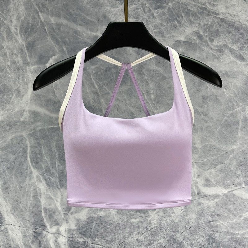 

Internet Celebrity High Waist Fall Peach Hip Slightly Flared Yoga Pants Soft Mist Purple (Fixed Cup) Bra M