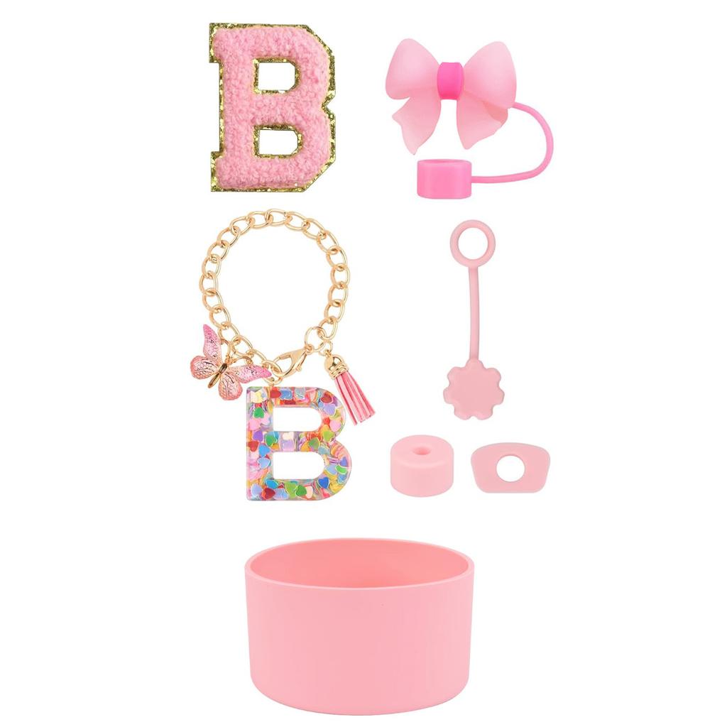 7pcs Cup Accessories Set for Stanley 30oz 40oz Tumbler Straw Cover Cap Boot Spill Proof Stopper Letter Keychain Charm Sticker