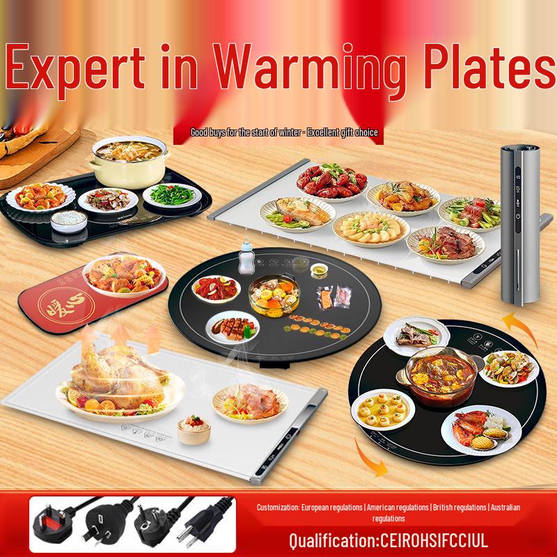 New Style Foldable Silicone Food Warmer Mat - Portable, Multifunctional Dining Table Heat Preservation Plate Small Heat Warmer Plate White