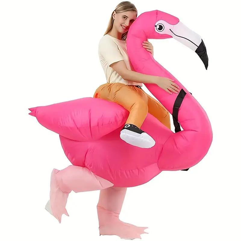 

Adult inflatable flamingo costume riding Flamingo dress up Christmas Halloween Carnival cosplay inflatable dress up Height 150CM-190CM рожевий