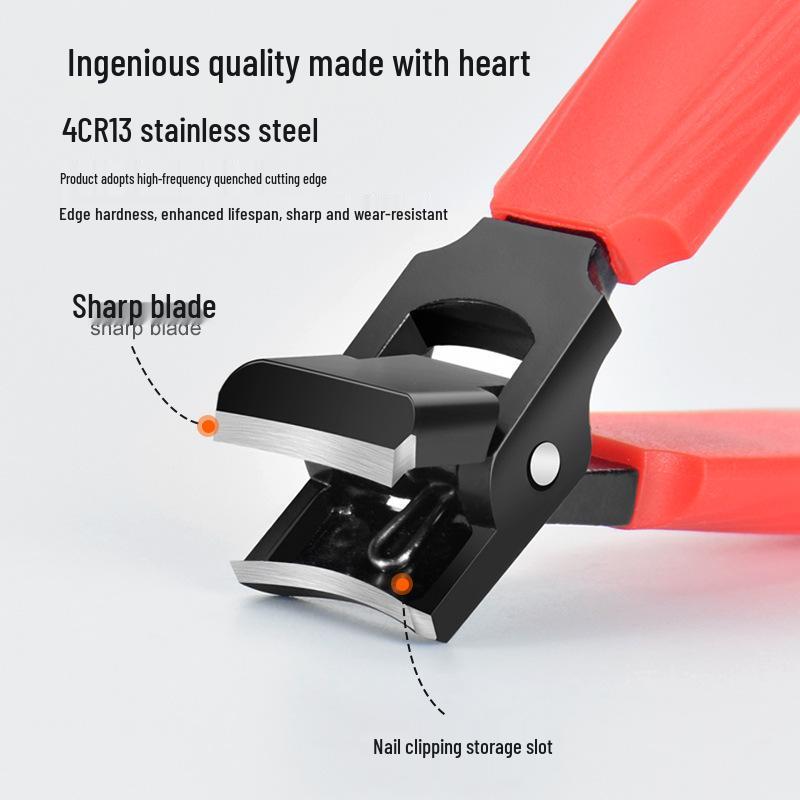 

Anti-Splash Stainless Steel Nail Clippers for Thick, Hard Nails - Ideal for Elderly