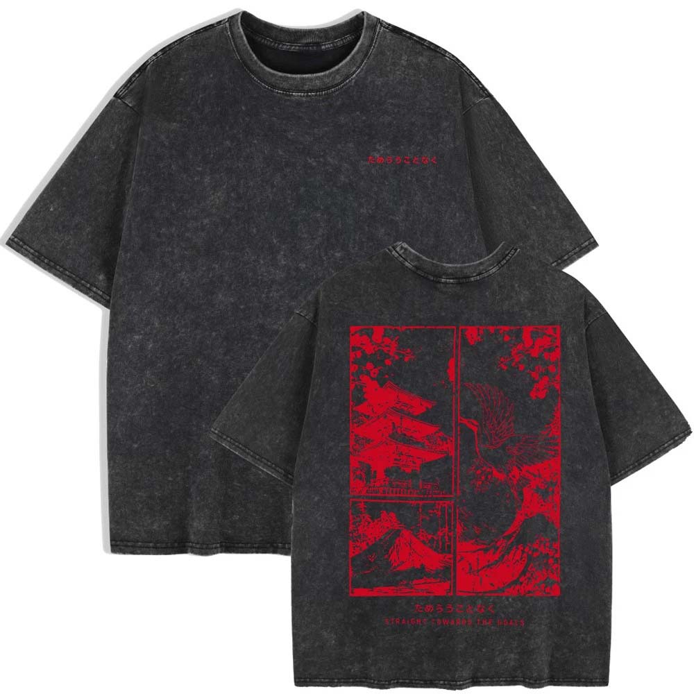 

Japan Cherry Bloom Printed Washed T-Shirt Women Cotton Short Sleeve Tops Summer O-Neck Oversize T Shirt Woman Clothes S