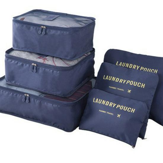 6-Piece Travel Toiletry & Clothing Storage Set with Document Bag