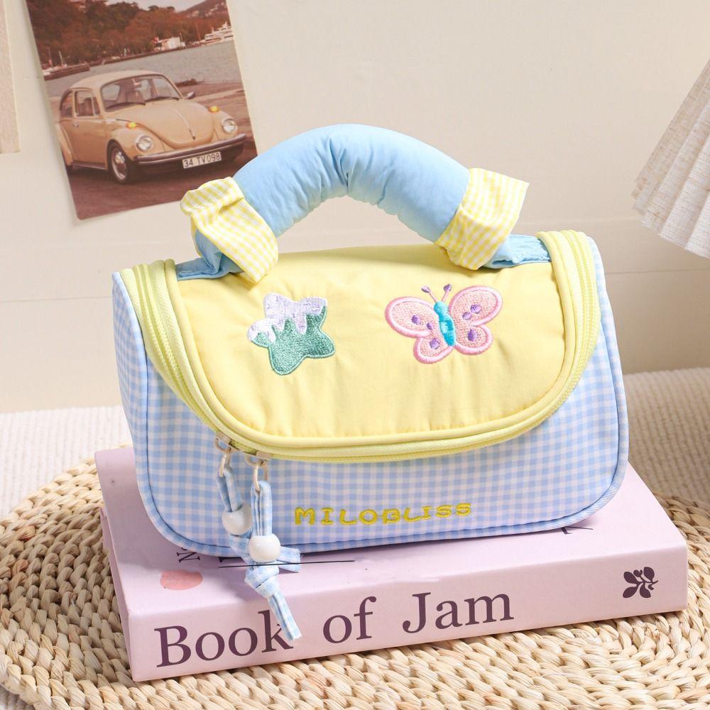 Candy Color Colorblock Cosmetic Bag Large Capacity Pencil Pouch Cute Pencil Case  Student