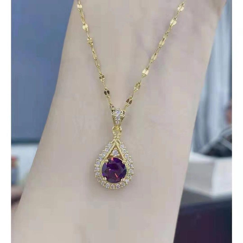 Water Drop Necklace Women'S Light Luxury Niche High Sense 1 Carat Zircon Light Luxury Versatile Collarbone Chain Jewelry Quality